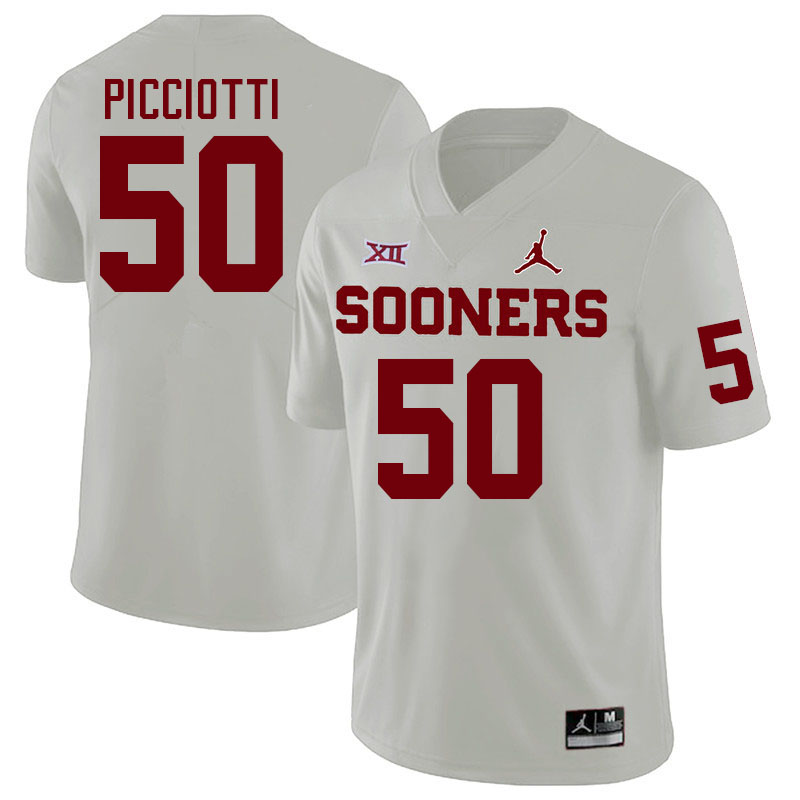 Men #50 Phil Picciotti Oklahoma Sooners College Football Jerseys Stitched-White